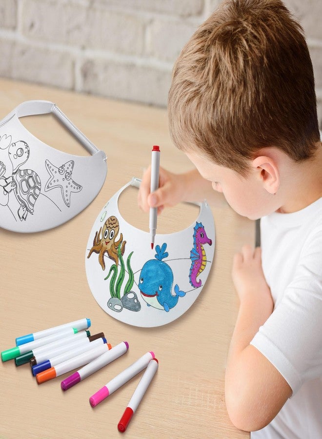 Velmitten 36 Pcs Color Your Own Foam Visors with Marker Pens for Kids Ocean Animals Foam Visors Kids Summer DIY Craft Kit for Children Summer Party Home Activities Fun White - Image 5